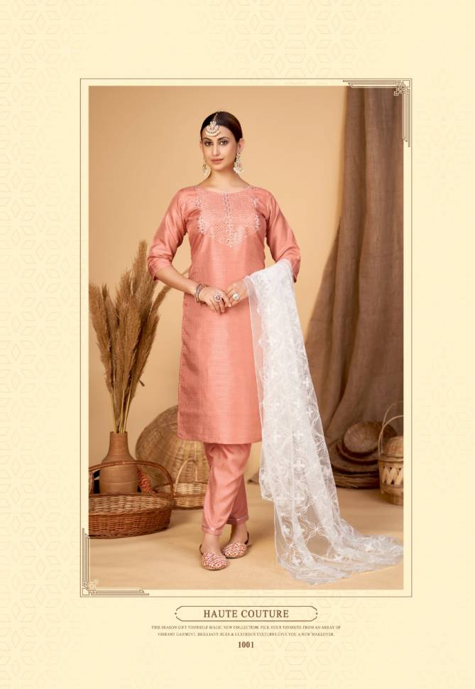 Naari 1 New Exclusive Wear Heavy Silk  Kurti Pant With Dupatta Readymade Collection